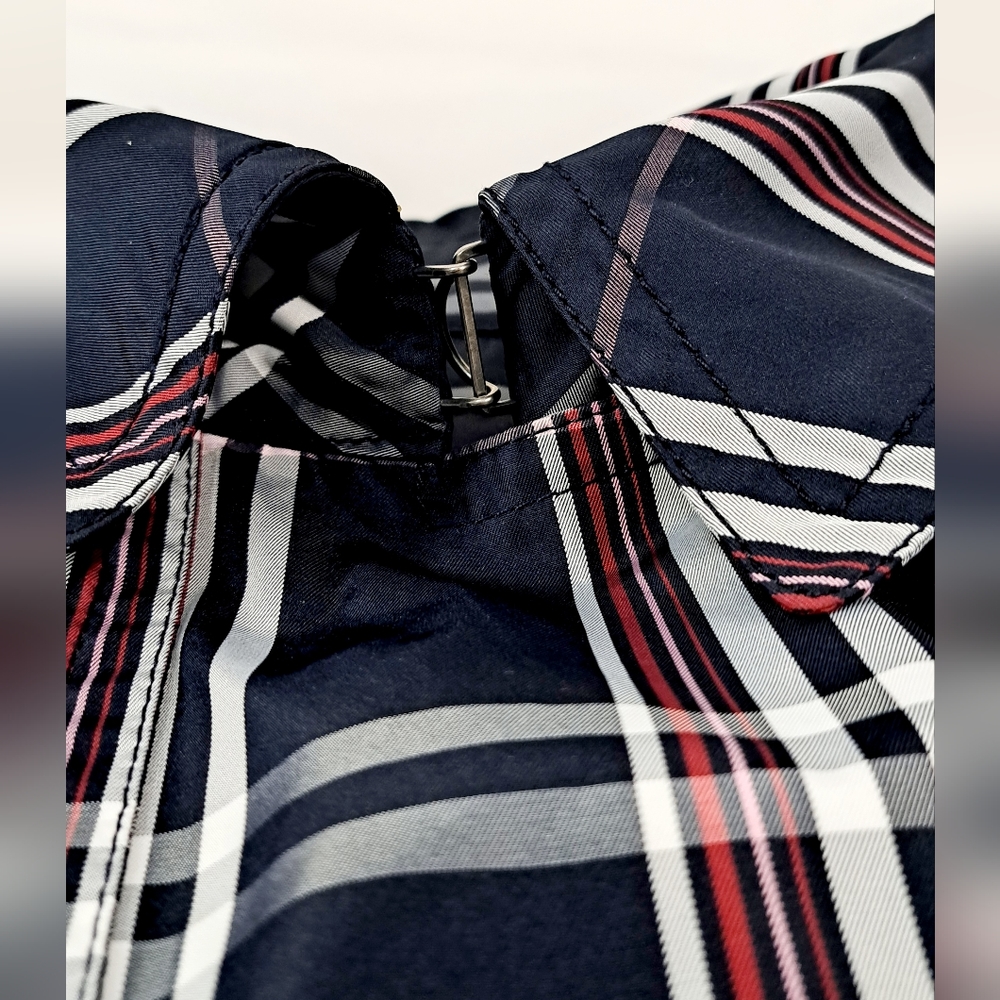 Nautica Double Breasted Blue Plaid Pea Coat Belted Pockets Fleece Lining Large - Picture 7 of 17